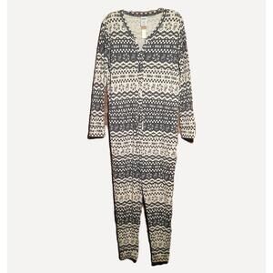 Victoria's Secret PINK thermal One-Piece Gray/Cream Thermal Pajamas NWT - Sz XL